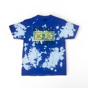AC/DC Money Talks Tie Dye Large Graphic Tee Blue Bleach Dye Band Shirt